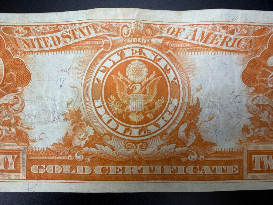 Antique United States Series Of 1906 $20 United States Gold Certificate Banknote Currency That Was Originally Redeemable For Physical Gold [Photo 9]