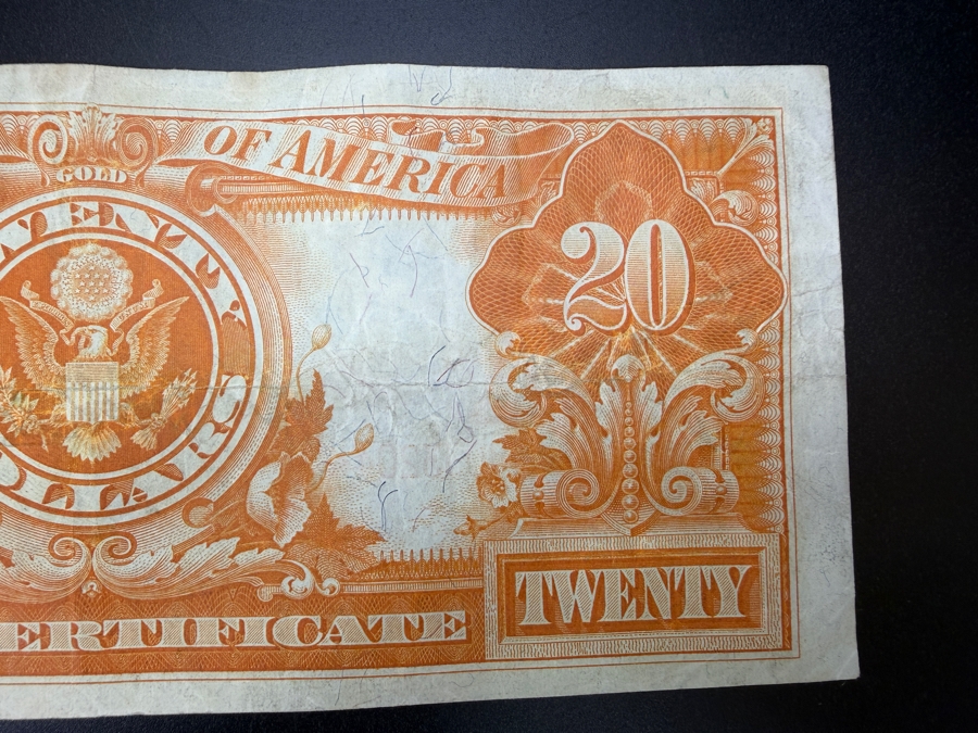 Antique United States Series Of 1906 $20 United States Gold Certificate Banknote Currency That Was Originally Redeemable For Physical Gold [Photo 11]