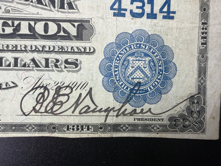 Antique United States 1902 $10 National Bank Note Currency Issued By The First National Bank Of Lexington, Virginia Featuring A Portrait Of William McKinley [Photo 7]