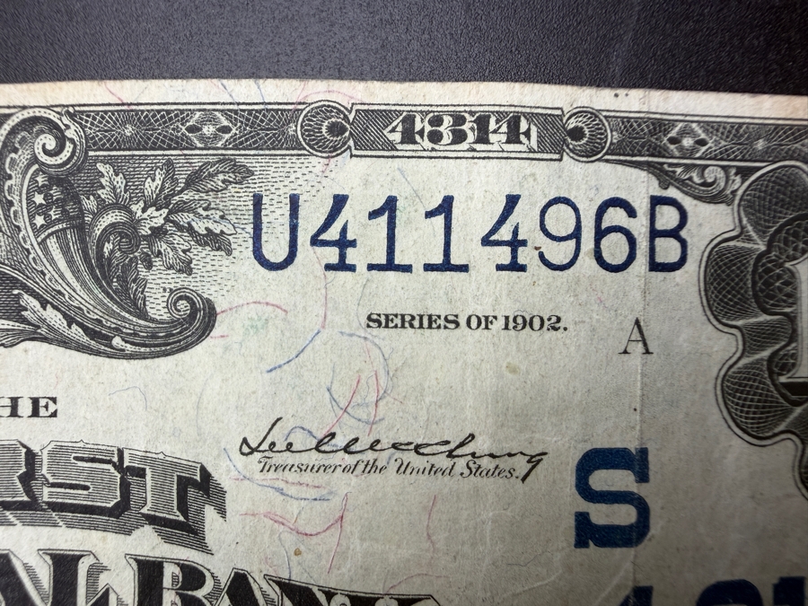 Antique United States 1902 $10 National Bank Note Currency Issued By The First National Bank Of Lexington, Virginia Featuring A Portrait Of William McKinley [Photo 5]