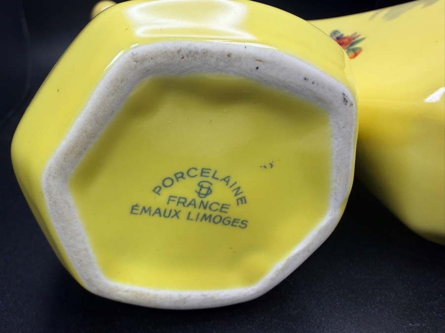 Vintage French Emaux Limoges Ceramic Cruet Set Featuring Depictions Of Napoleon Bonaparte And Empress Josephine 7.5'H [Photo 5]