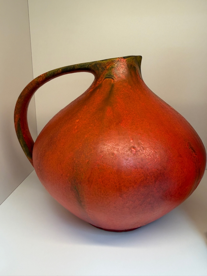 Collection Of (4) Vintage Mid-Century Modern Fat Lava Pottery Vases And Pitchers: (3) Ruscha Keramik 'Vulkano' Glaze Pieces Designed By Kurt Tschorner 6.5'H - 11'H [Photo 5]