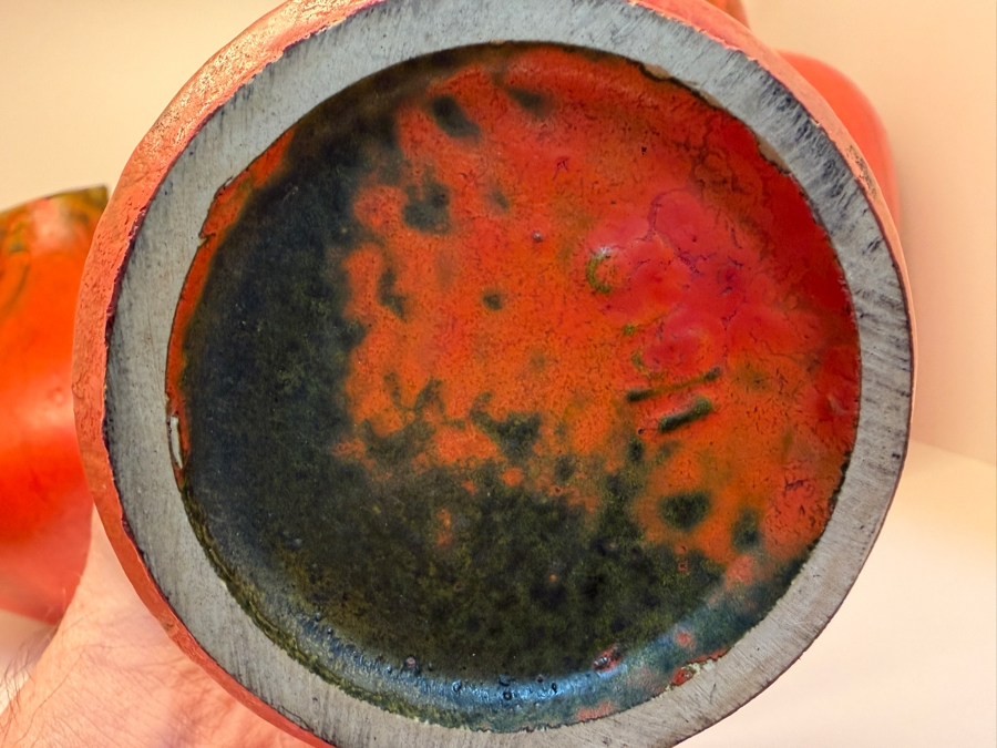 Collection Of (4) Vintage Mid-Century Modern Fat Lava Pottery Vases And Pitchers: (3) Ruscha Keramik 'Vulkano' Glaze Pieces Designed By Kurt Tschorner 6.5'H - 11'H [Photo 9]