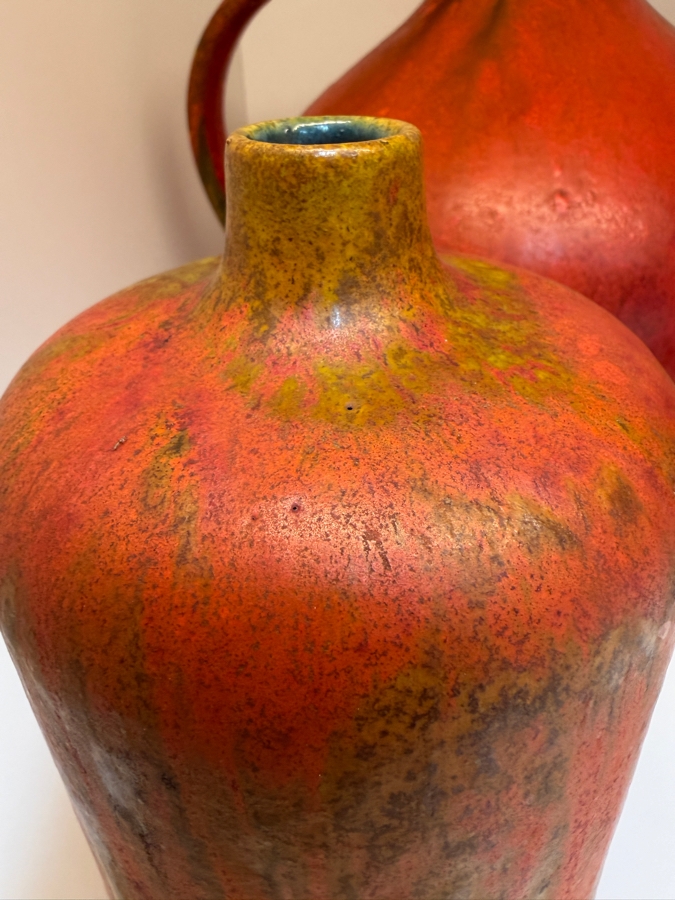 Collection Of (4) Vintage Mid-Century Modern Fat Lava Pottery Vases And Pitchers: (3) Ruscha Keramik 'Vulkano' Glaze Pieces Designed By Kurt Tschorner 6.5'H - 11'H [Photo 7]