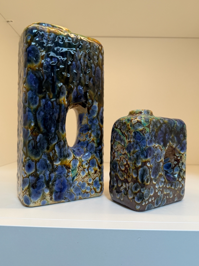 Collection Of (2) Vintage Mid-Century Modern Fat Lava Pottery Chimney Vases By Marei Keramik In West Germany Featuring A Mottled Snakeskin Effect Glaze With Shades Of Deep Blue, Purple And Caramel/Brown 5'H-9'H [Photo 6]