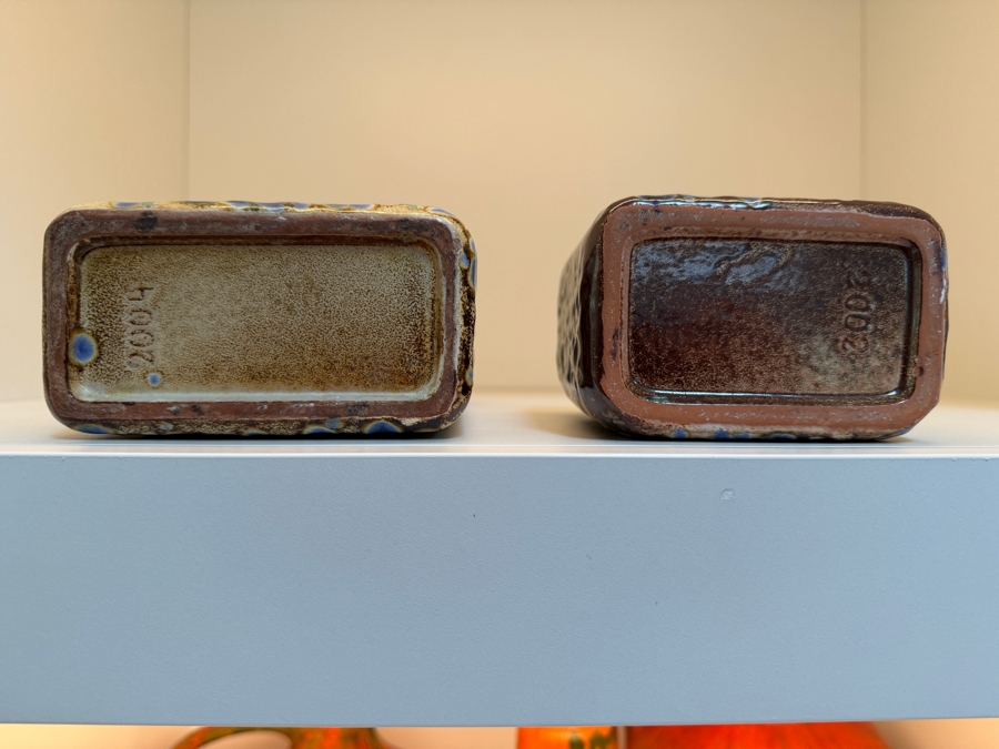 Collection Of (2) Vintage Mid-Century Modern Fat Lava Pottery Chimney Vases By Marei Keramik In West Germany Featuring A Mottled Snakeskin Effect Glaze With Shades Of Deep Blue, Purple And Caramel/Brown 5'H-9'H [Photo 8]