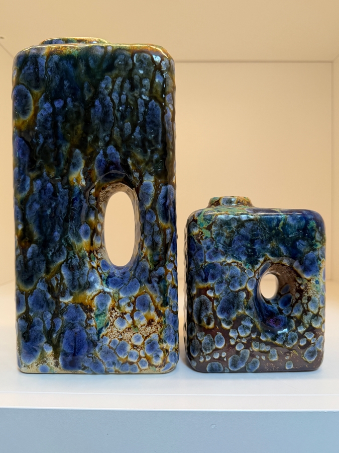 Collection Of (2) Vintage Mid-Century Modern Fat Lava Pottery Chimney Vases By Marei Keramik In West Germany Featuring A Mottled Snakeskin Effect Glaze With Shades Of Deep Blue, Purple And Caramel/Brown 5'H-9'H [Photo 5]