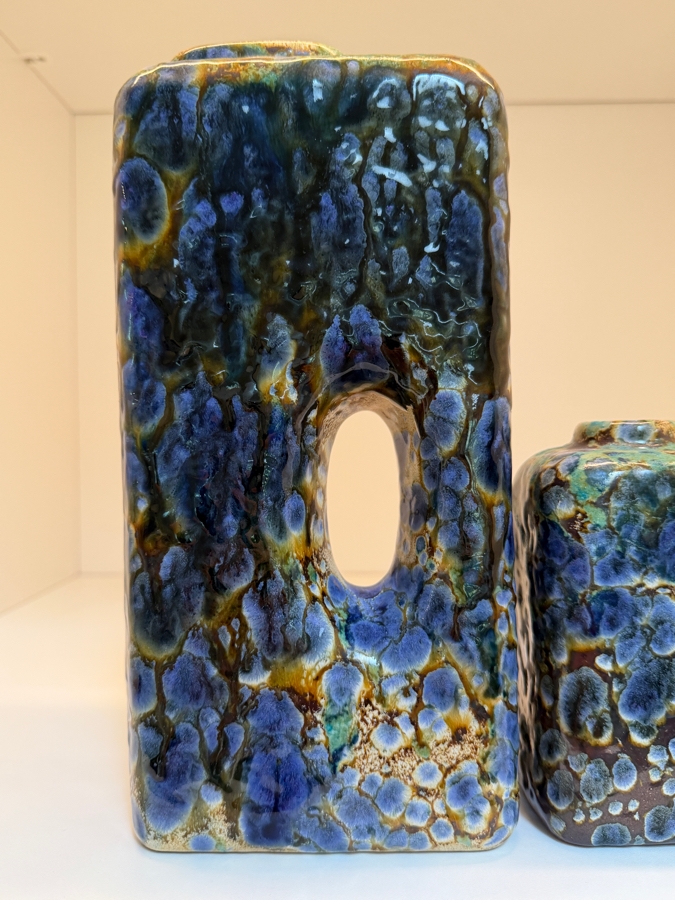 Collection Of (2) Vintage Mid-Century Modern Fat Lava Pottery Chimney Vases By Marei Keramik In West Germany Featuring A Mottled Snakeskin Effect Glaze With Shades Of Deep Blue, Purple And Caramel/Brown 5'H-9'H [Photo 4]