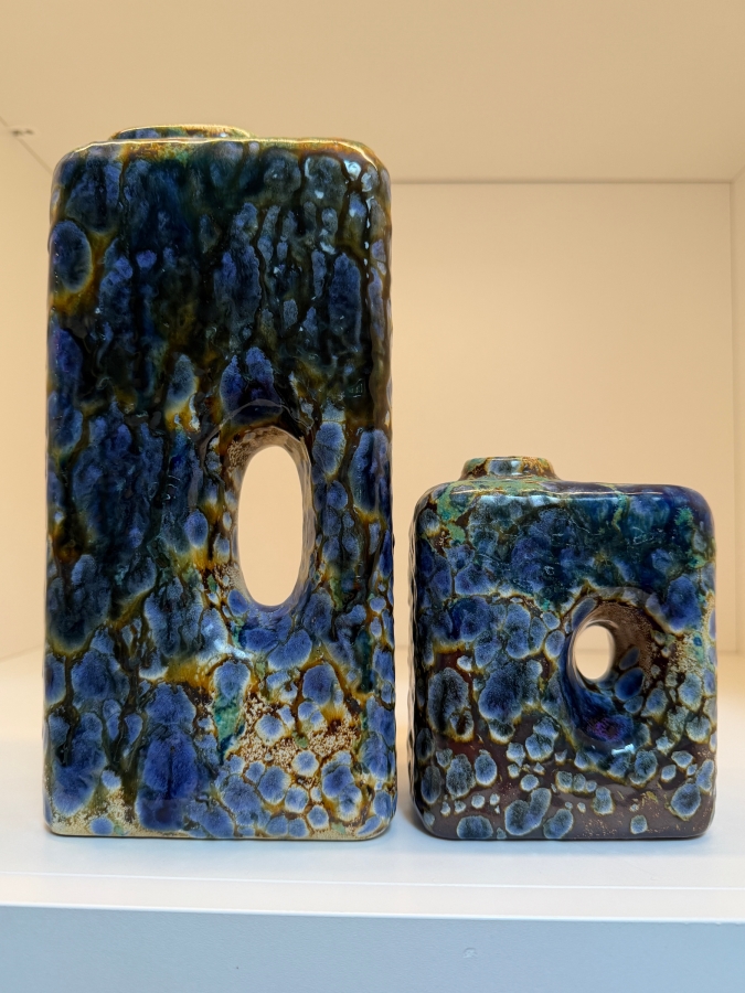 Collection Of (2) Vintage Mid-Century Modern Fat Lava Pottery Chimney Vases By Marei Keramik In West Germany Featuring A Mottled Snakeskin Effect Glaze With Shades Of Deep Blue, Purple And Caramel/Brown 5'H-9'H [Photo 2]