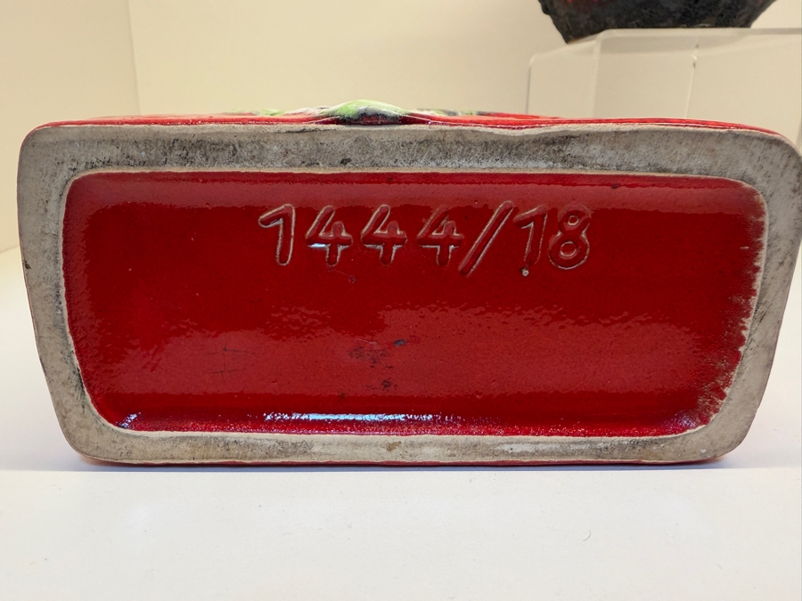 Collection Of (6) Vintage Mid-Century Modern Fat Lava Pottery Vases  Featuring A Glossy Red Glaze: (2) By Marei Keramik In West Germany, (2) By Roth Keramik, (1) By Ubelacker Keramik And (1) By Bay Keramik 4'H [Photo 20]