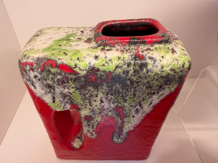 Collection Of (6) Vintage Mid-Century Modern Fat Lava Pottery Vases  Featuring A Glossy Red Glaze: (2) By Marei Keramik In West Germany, (2) By Roth Keramik, (1) By Ubelacker Keramik And (1) By Bay Keramik 4'H [Photo 12]