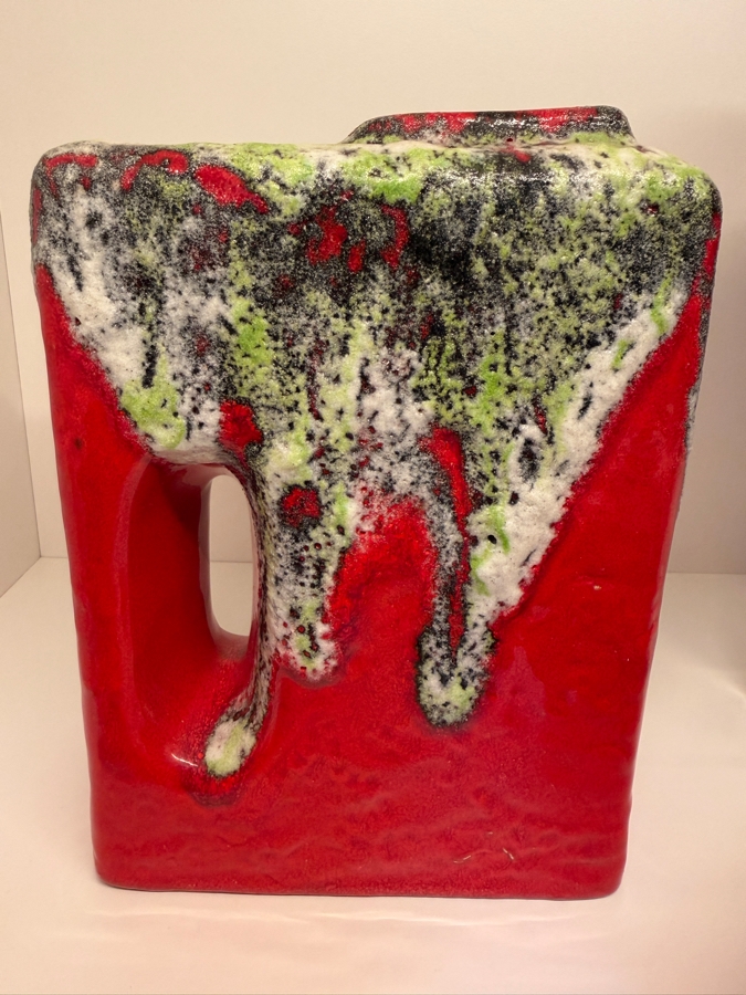 Collection Of (6) Vintage Mid-Century Modern Fat Lava Pottery Vases  Featuring A Glossy Red Glaze: (2) By Marei Keramik In West Germany, (2) By Roth Keramik, (1) By Ubelacker Keramik And (1) By Bay Keramik 4'H [Photo 11]