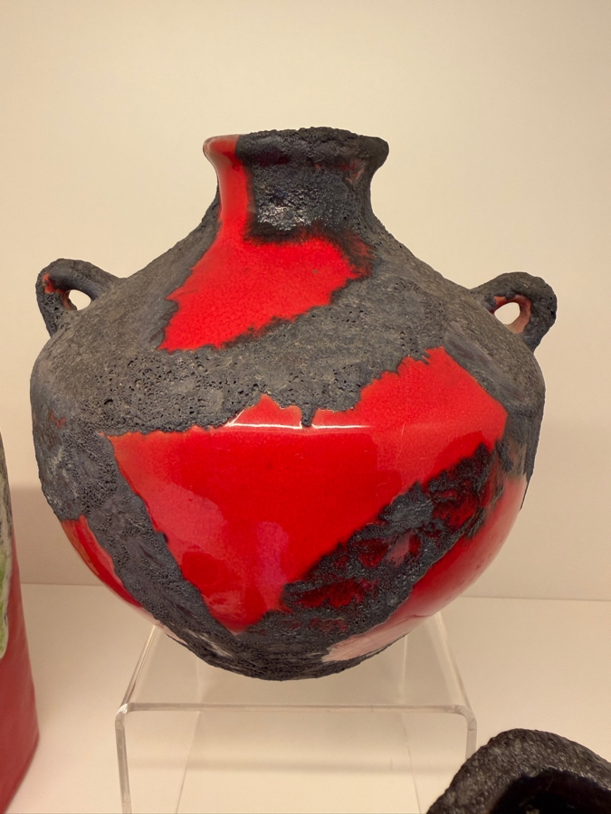 Collection Of (6) Vintage Mid-Century Modern Fat Lava Pottery Vases  Featuring A Glossy Red Glaze: (2) By Marei Keramik In West Germany, (2) By Roth Keramik, (1) By Ubelacker Keramik And (1) By Bay Keramik 4'H [Photo 8]
