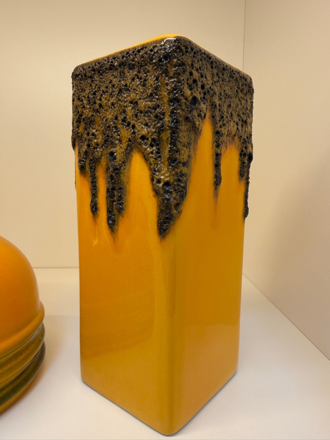 Collection Of (3) Vintage Mid-Century Modern Fat Lava Pottery Vases Featuring A Vibrant Mustard-Yellow Glaze: (1) By Steuler Keramik in West Germany And (1) By Fohr Keramik 7.5'H [Photo 8]