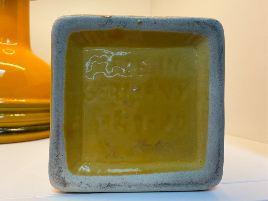 Collection Of (3) Vintage Mid-Century Modern Fat Lava Pottery Vases Featuring A Vibrant Mustard-Yellow Glaze: (1) By Steuler Keramik in West Germany And (1) By Fohr Keramik 7.5'H [Photo 11]