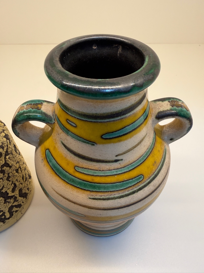 Collection Of (2) Vintage Mid-Century Modern Fat Lava Pottery Vases: (1) By VEB Haldensleben 7'-7.5'H
 [Photo 7]