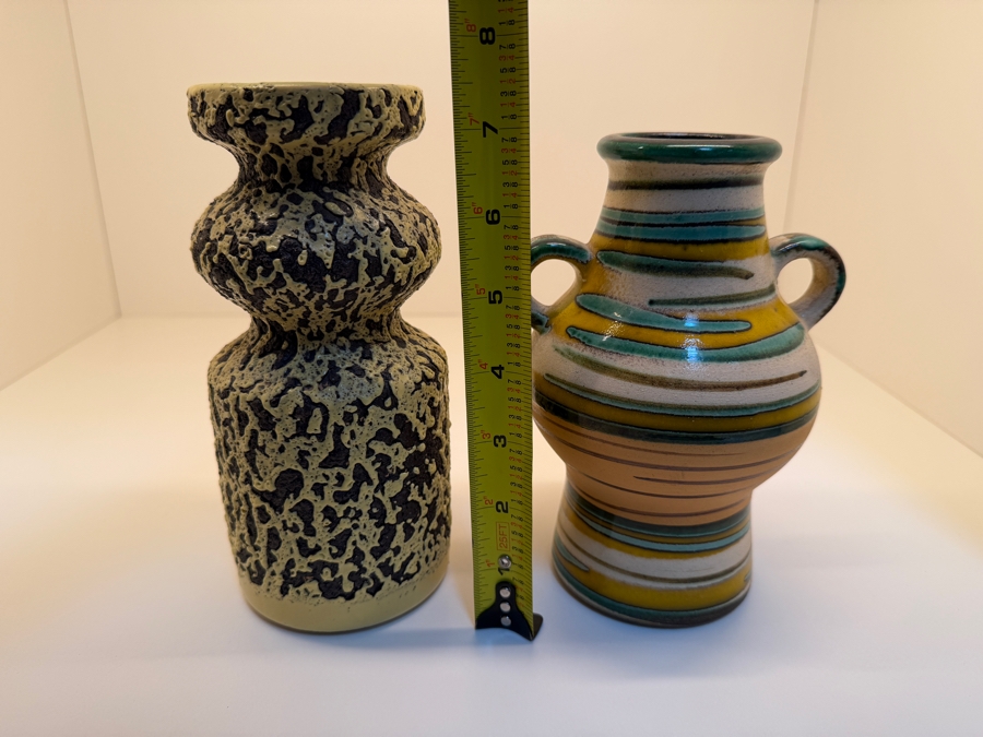 Collection Of (2) Vintage Mid-Century Modern Fat Lava Pottery Vases: (1) By VEB Haldensleben 7'-7.5'H
 [Photo 10]