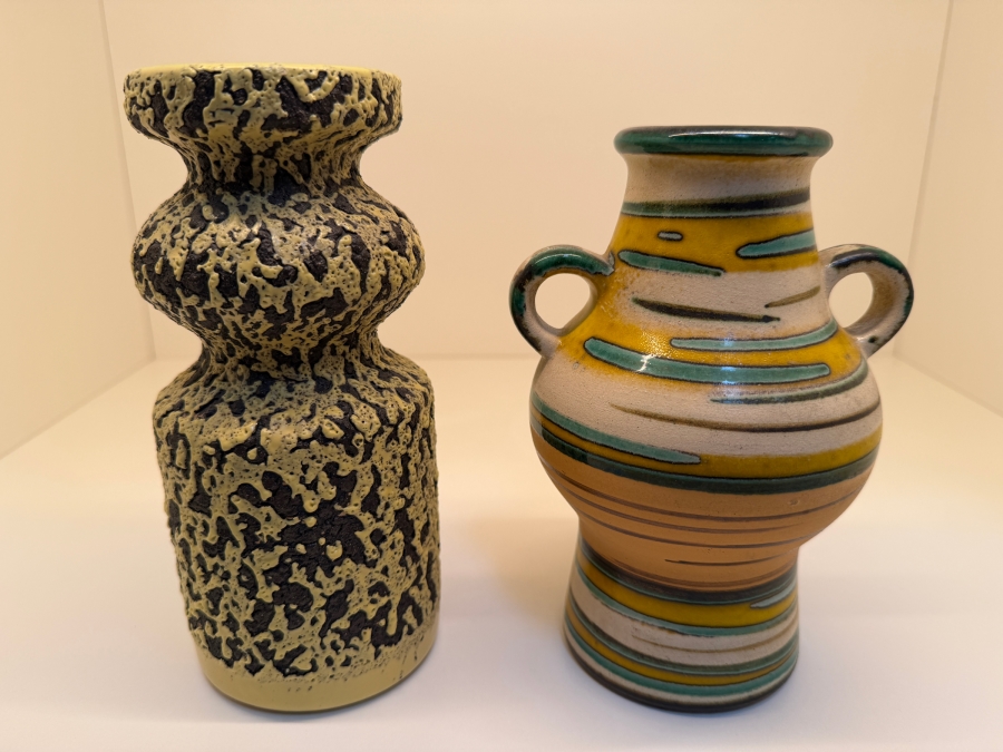 Collection Of (2) Vintage Mid-Century Modern Fat Lava Pottery Vases: (1) By VEB Haldensleben 7'-7.5'H
 [Photo 2]