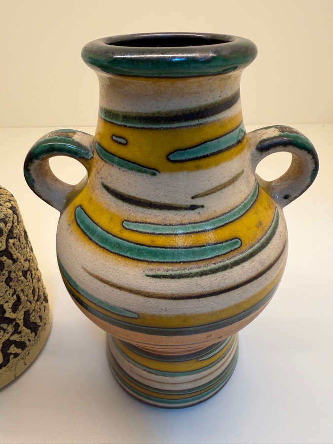 Collection Of (2) Vintage Mid-Century Modern Fat Lava Pottery Vases: (1) By VEB Haldensleben 7'-7.5'H
 [Photo 6]