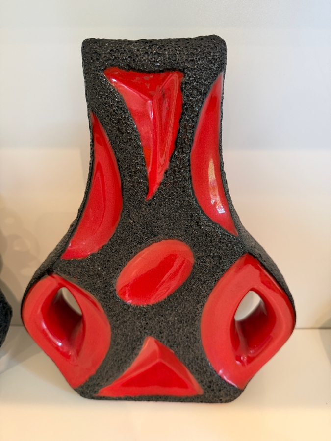 Collection Of (6) Vintage Mid-Century Modern Fat Lava Pottery Vases By Roth Keramik Of West Germany In Red Glaze 4'-11.5'H [Photo 7]