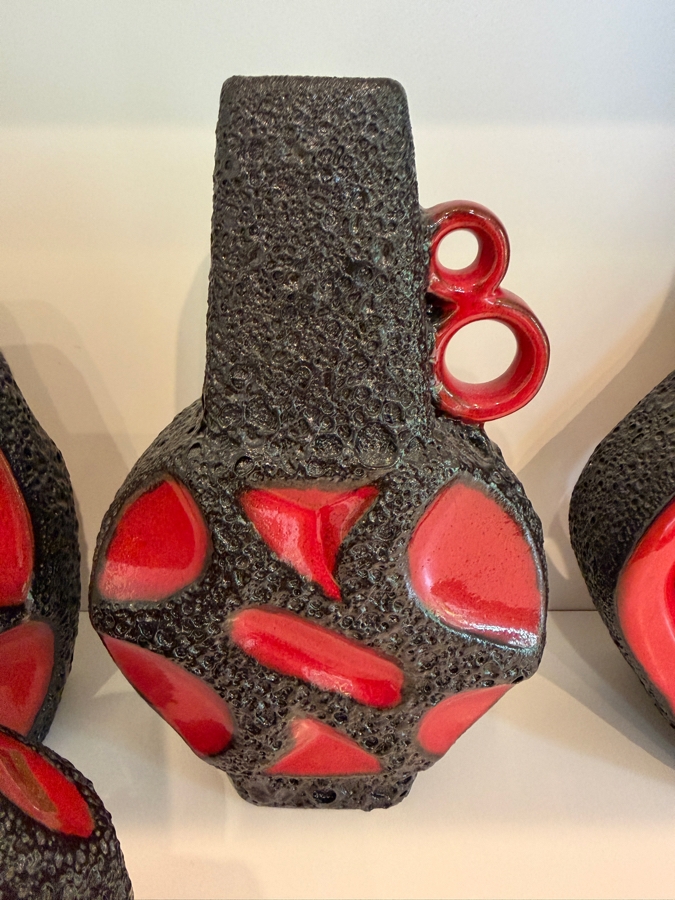 Collection Of (6) Vintage Mid-Century Modern Fat Lava Pottery Vases By Roth Keramik Of West Germany In Red Glaze 4'-11.5'H [Photo 8]