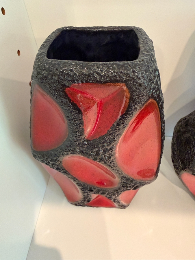 Collection Of (6) Vintage Mid-Century Modern Fat Lava Pottery Vases By Roth Keramik Of West Germany In Red Glaze 4'-11.5'H [Photo 11]