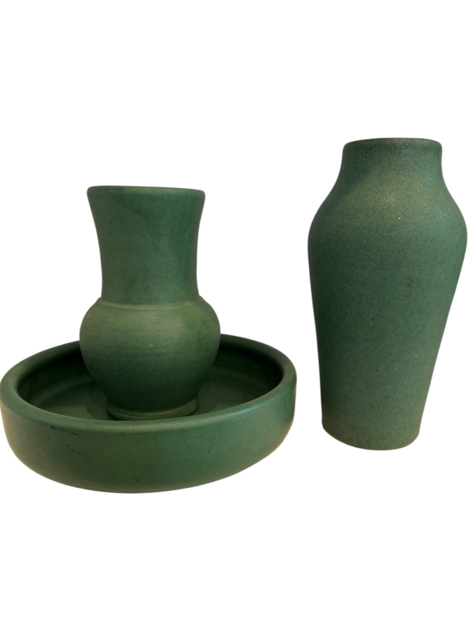 Collection Of (3) Vintage Arts And Crafts Ceramic Pottery Pieces 3'-8.25'