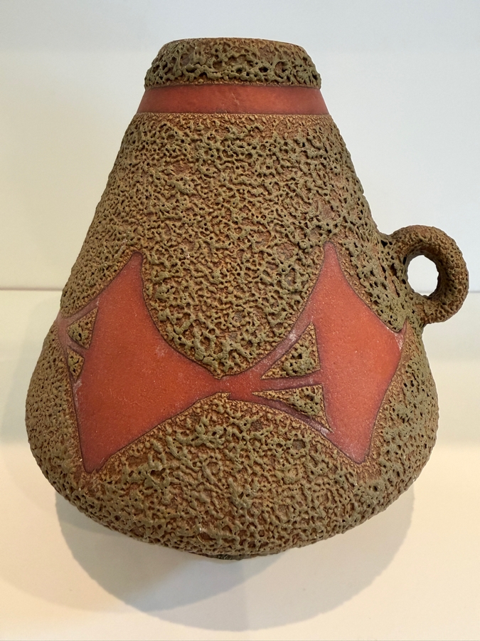 Vintage Mid-Century Modern Fat Lava West German Art Pottery Jug Vase By ES Keramik (Emons & Sohne) 1517/75 6.5'H [Photo 3]