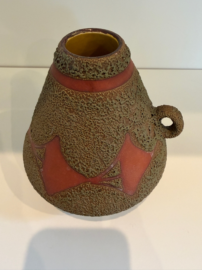 Vintage Mid-Century Modern Fat Lava West German Art Pottery Jug Vase By ES Keramik (Emons & Sohne) 1517/75 6.5'H [Photo 5]