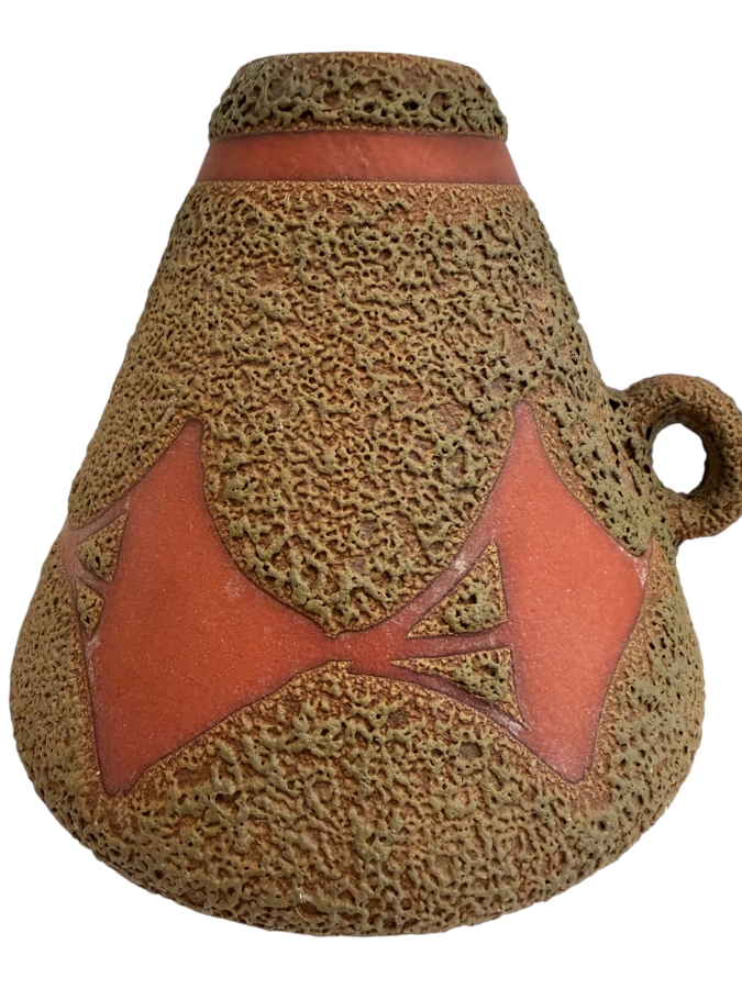 Vintage Mid-Century Modern Fat Lava West German Art Pottery Jug Vase By ES Keramik (Emons & Sohne) 1517/75 6.5'H