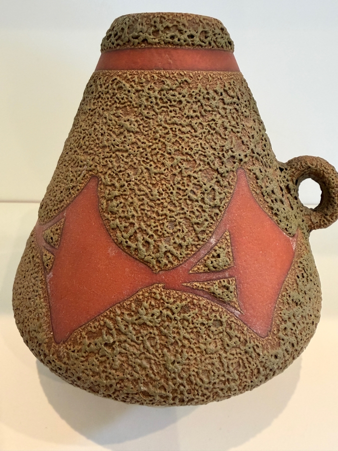 Vintage Mid-Century Modern Fat Lava West German Art Pottery Jug Vase By ES Keramik (Emons & Sohne) 1517/75 6.5'H [Photo 2]