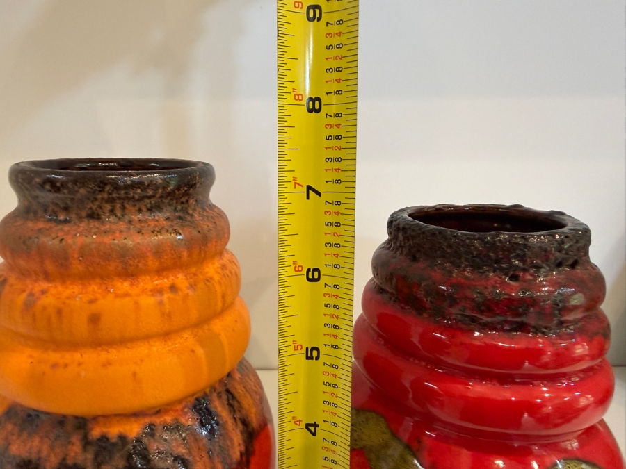 Pair Of Vintage Mid-Century Modern Fat Lava West German Art Pottery Vases By Scheurich 7'H [Photo 12]