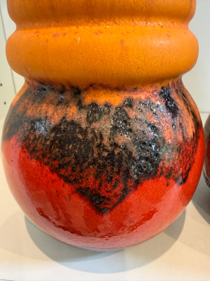 Pair Of Vintage Mid-Century Modern Fat Lava West German Art Pottery Vases By Scheurich 7'H [Photo 7]