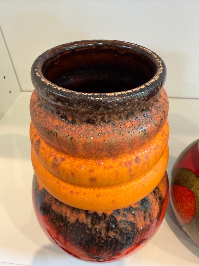 Pair Of Vintage Mid-Century Modern Fat Lava West German Art Pottery Vases By Scheurich 7'H [Photo 8]