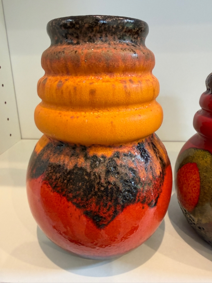 Pair Of Vintage Mid-Century Modern Fat Lava West German Art Pottery Vases By Scheurich 7'H [Photo 6]