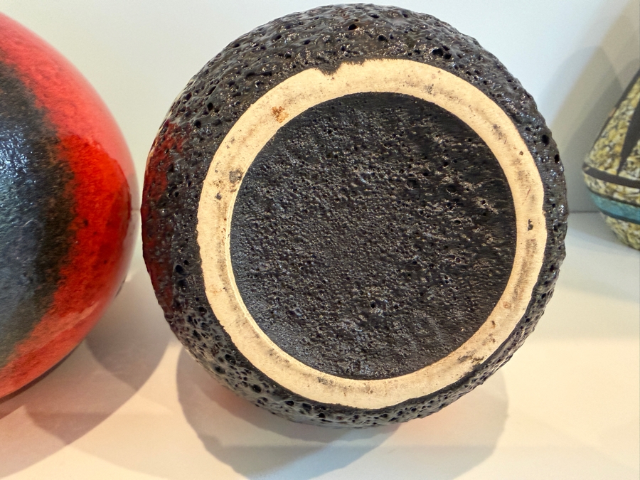Pair Of Vintage Mid-Century Modern Fat Lava West German Art Pottery Vases By Scheurich 7'H [Photo 11]