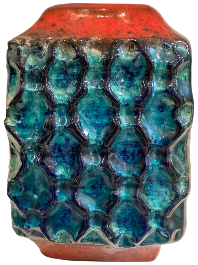 Vintage Mid-Century Modern Fat Lava West German Art Pottery Vase By Bay Keramik Model No. 983-14 6'H