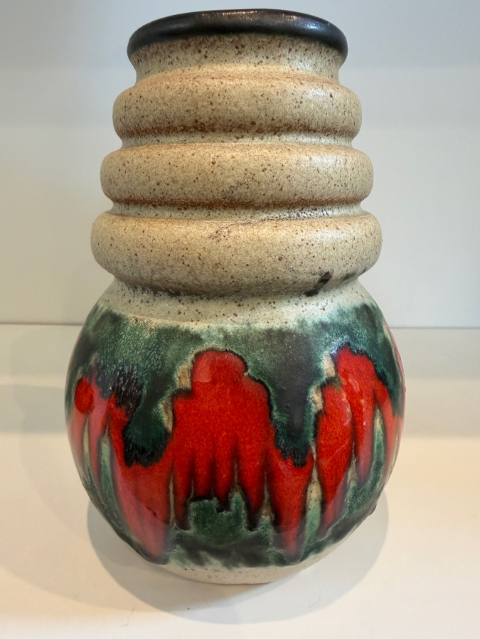 Vintage Mid-Century Modern Fat Lava West German Art Pottery Vase By Scheurich Keramik Vienna Model 7'H [Photo 3]