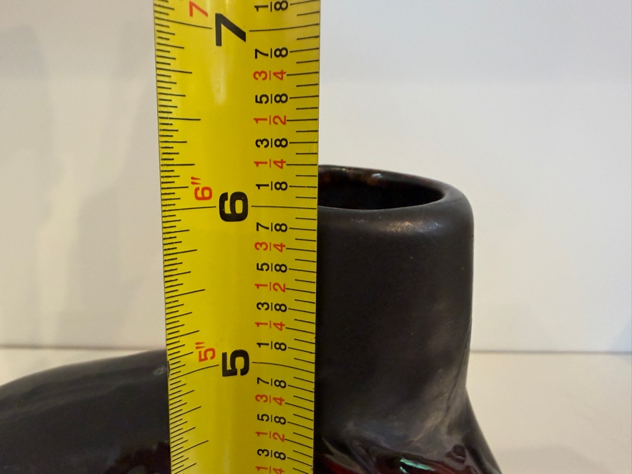 Vintage Mid-Century Modern Fat Lava West German Art Pottery Vase By Walter Becht Featuring A Black And Red Glaze Model 156/15 6'H [Photo 6]