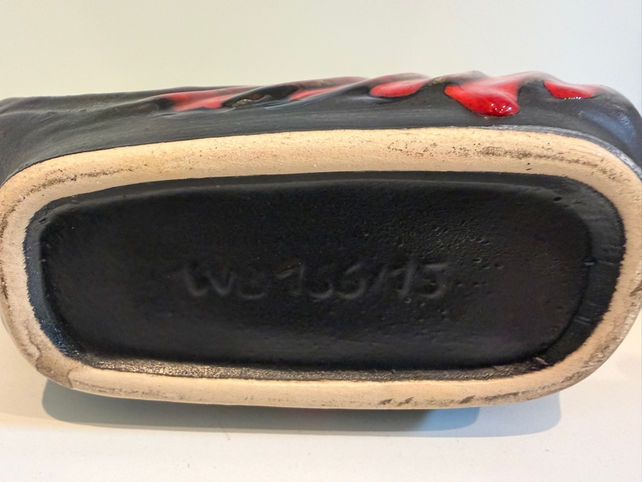 Vintage Mid-Century Modern Fat Lava West German Art Pottery Vase By Walter Becht Featuring A Black And Red Glaze Model 156/15 6'H [Photo 5]
