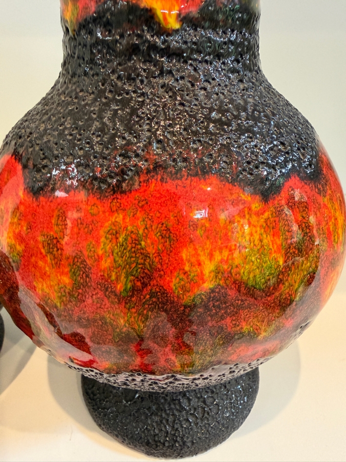 Pair Of Vintage Mid-Century Modern Fat Lava West German Art Pottery Vase By Walter Gerhards 6.5'-8'H [Photo 5]