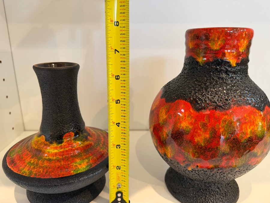 Pair Of Vintage Mid-Century Modern Fat Lava West German Art Pottery Vase By Walter Gerhards 6.5'-8'H [Photo 12]