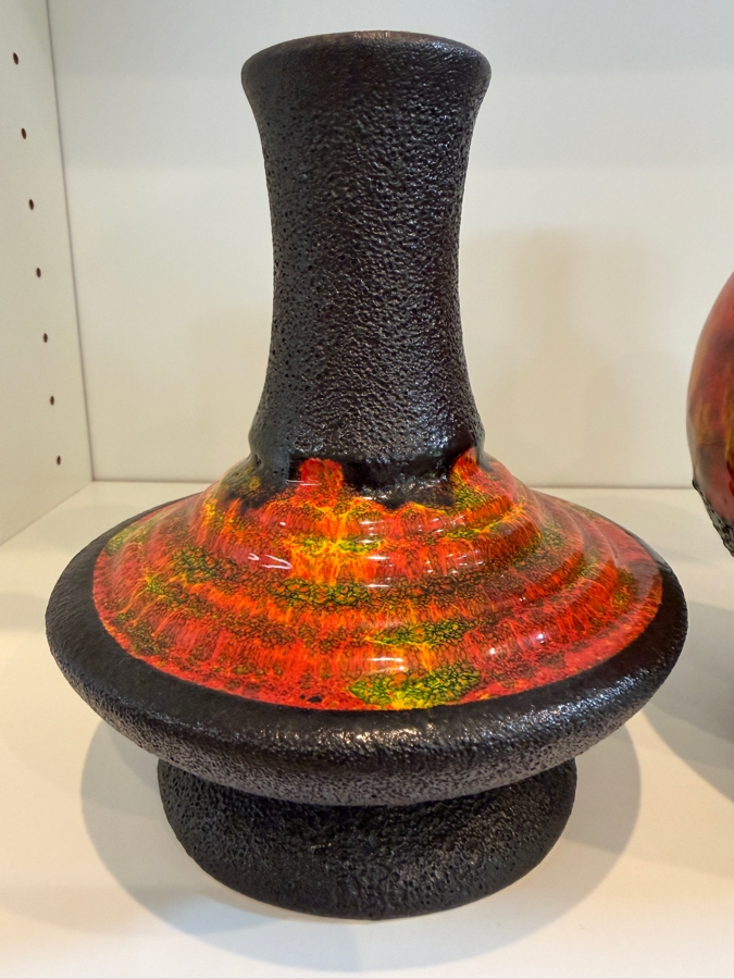 Pair Of Vintage Mid-Century Modern Fat Lava West German Art Pottery Vase By Walter Gerhards 6.5'-8'H [Photo 7]