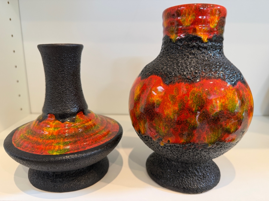 Pair Of Vintage Mid-Century Modern Fat Lava West German Art Pottery Vase By Walter Gerhards 6.5'-8'H [Photo 2]