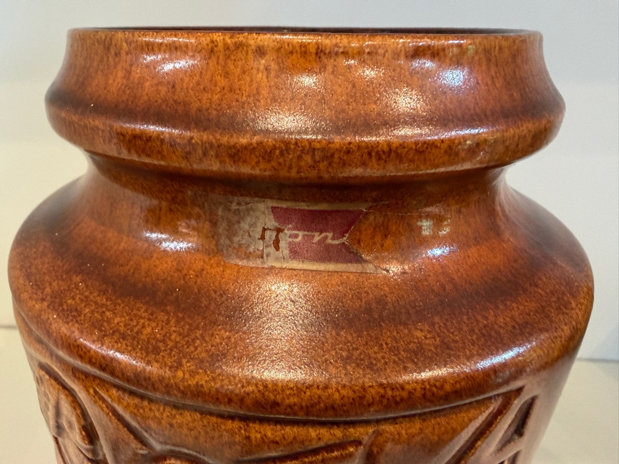 Vintage 1960's Mid-Century Modern West German Bay Keramik 'Egyptian Pharaoh' Relief Vase, Brown Glazed Pottery, Shape 537-17 10'H



 [Photo 3]