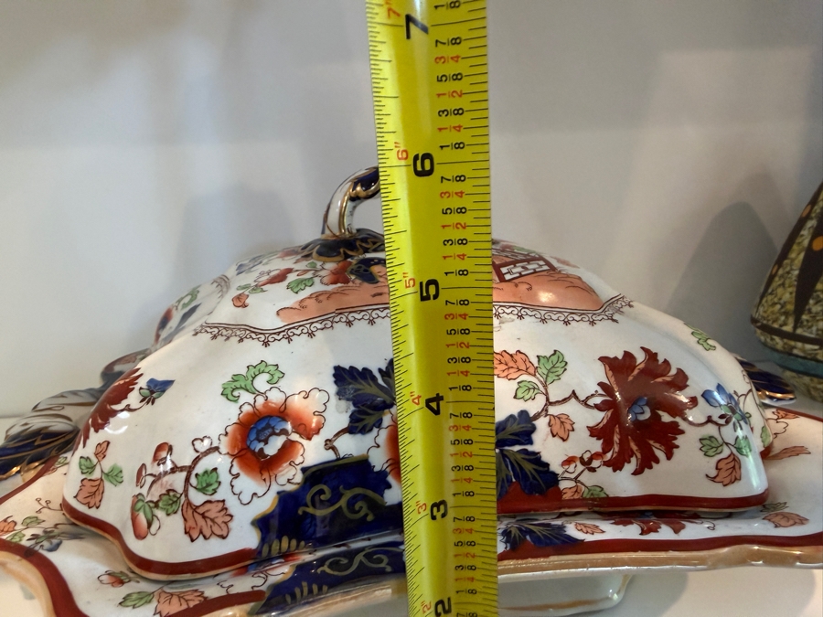 1 Of 2 Antique Ashworth Brothers Hanley Ironstone Platter, English Transferware With Royal Crown Backstamp, Late 19th To Early 20th Century, Collectible Pottery From Staffordshire 13'W X 9.5'D X 6'H [Photo 9]