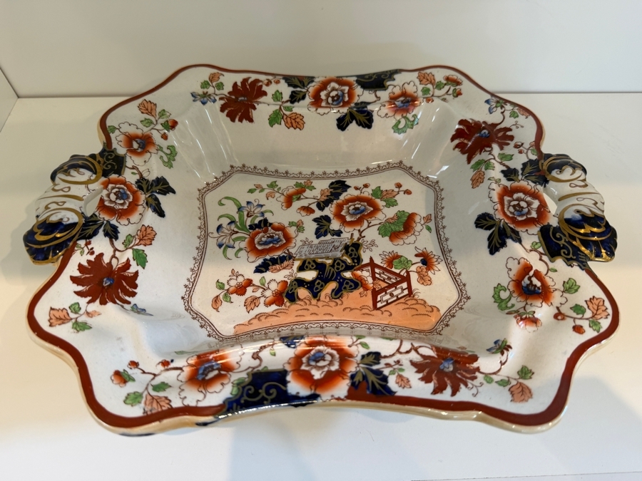 2 Of 2 Antique Ashworth Brothers Hanley Ironstone Platter, English Transferware With Royal Crown Backstamp, Late 19th To Early 20th Century, Collectible Pottery From Staffordshire 13'W X 9.5'D X 6'H [Photo 4]