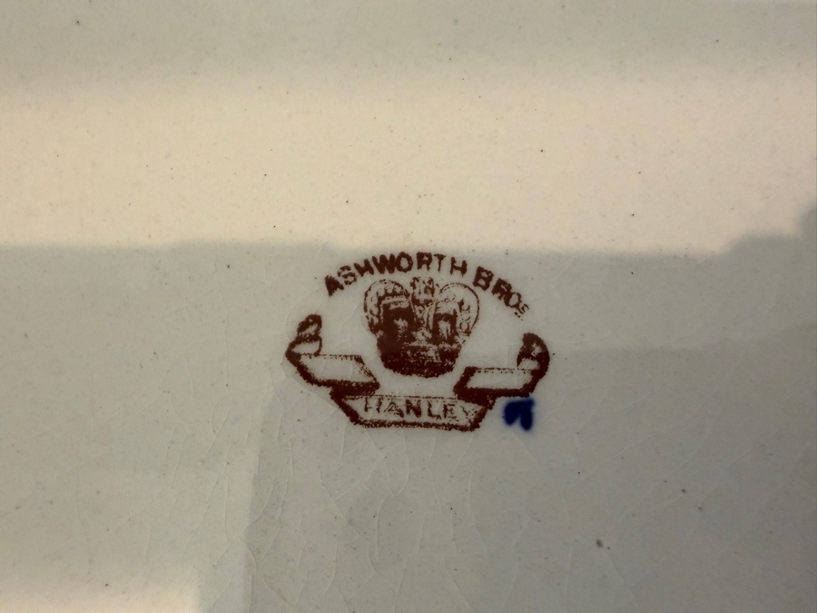 Antique Ashworth Brothers Hanley Ironstone Platter, English Transferware With Royal Crown Backstamp, Late 19th To Early 20th Century, Collectible Pottery From Staffordshire 14'W X 10'D X 10'H [Photo 8]