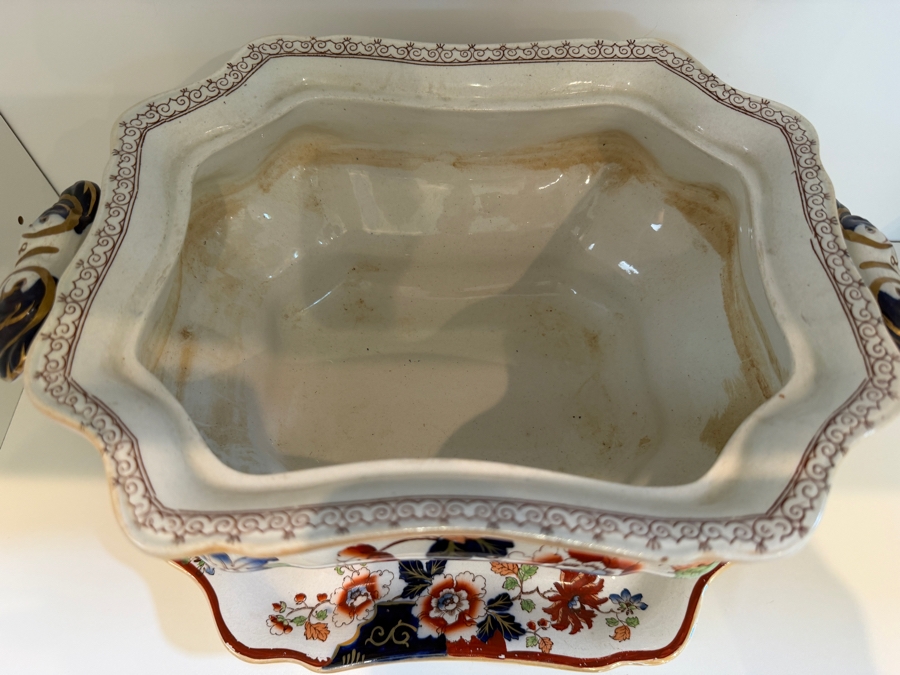 Antique Ashworth Brothers Hanley Ironstone Platter, English Transferware With Royal Crown Backstamp, Late 19th To Early 20th Century, Collectible Pottery From Staffordshire 14'W X 10'D X 10'H [Photo 5]