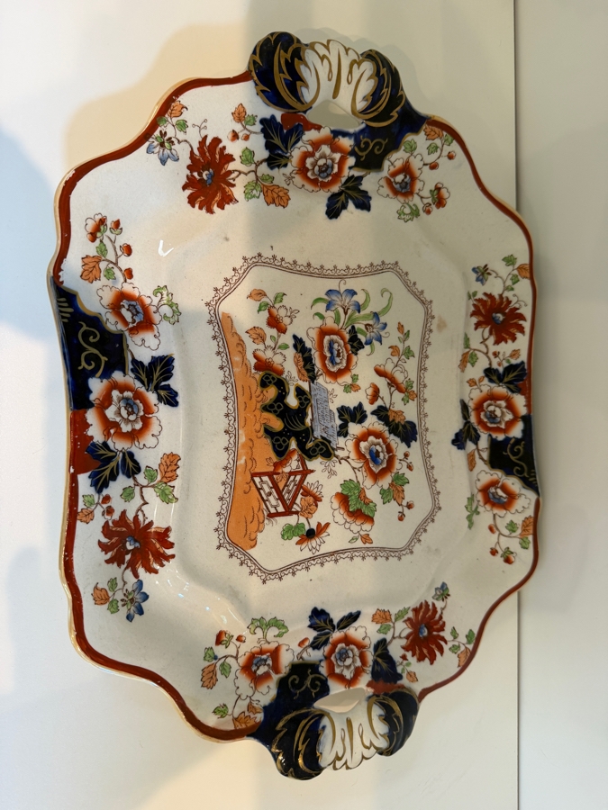 Antique Ashworth Brothers Hanley Ironstone Platter, English Transferware With Royal Crown Backstamp, Late 19th To Early 20th Century, Collectible Pottery From Staffordshire 14'W X 10'D X 10'H [Photo 6]